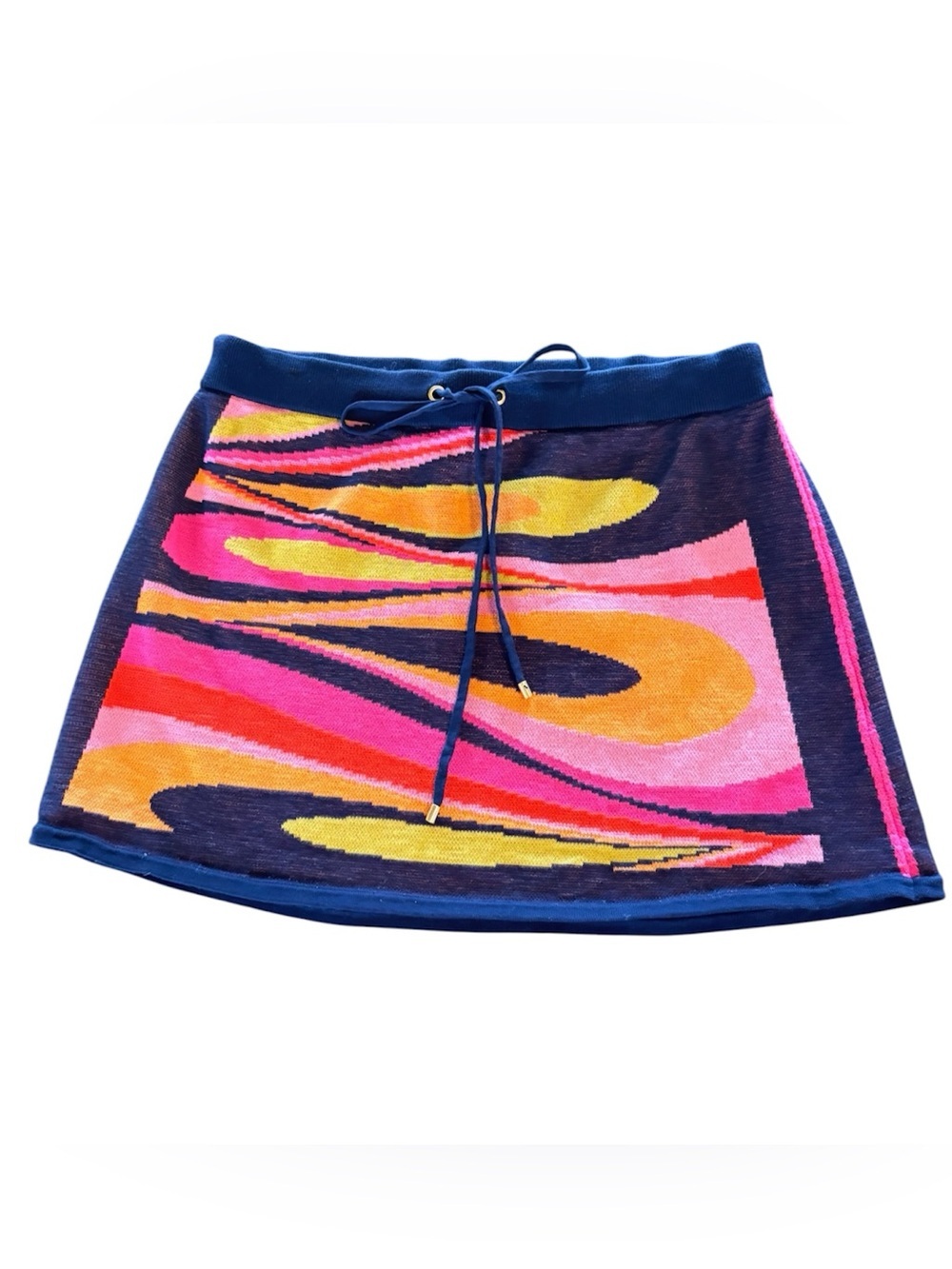 Trina Turk Multicolor Abstract Knit Mini Sweater Skirt,Small, Modern Y2K Revival